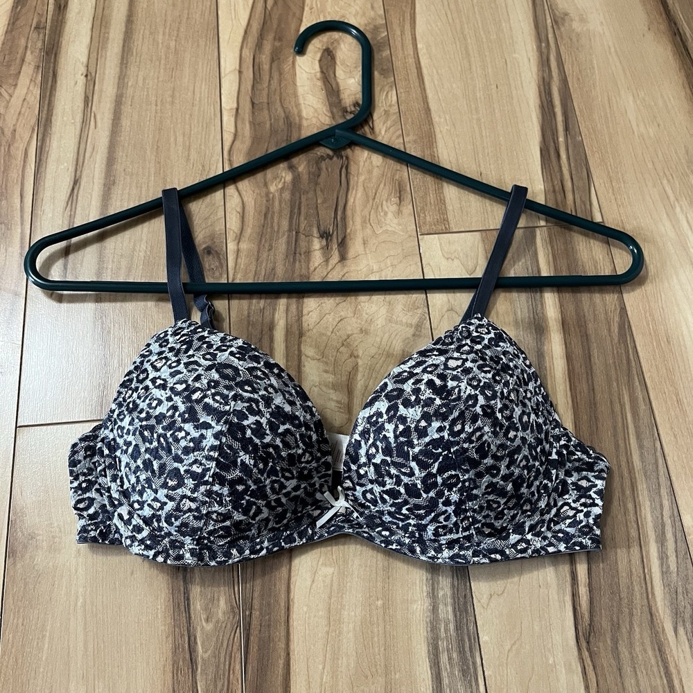 Dorina Leopard Print Lightly Padded Bra Underwire Ladies Lingerie Blue Lace 36B